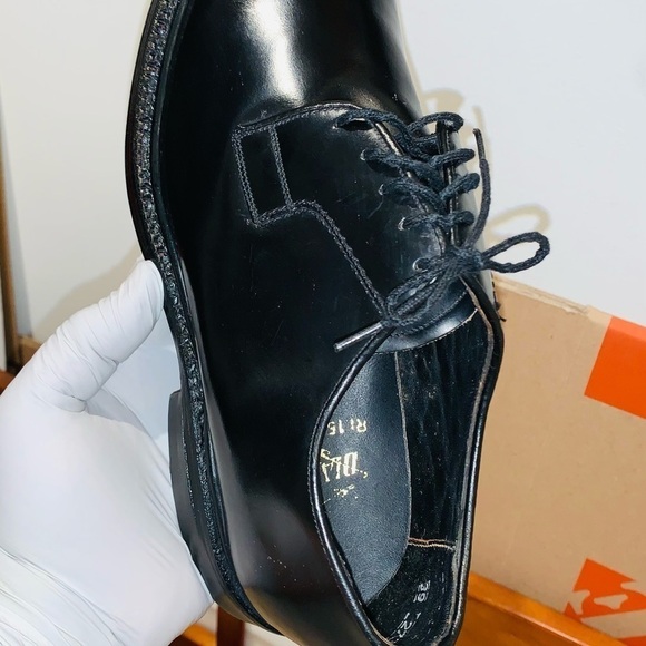 Diamanté Black Leather Derby Shoes. - Picture 8 of 15